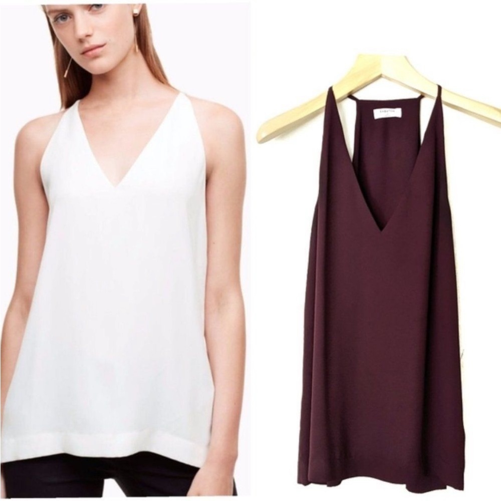 Aritzia Babaton Morris Blouse V-Neck Sleeveless Blouse Tank Top maroon xxs